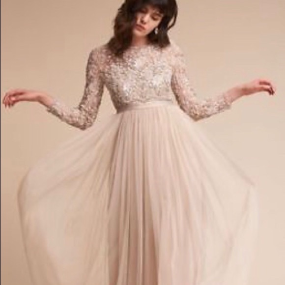 long sleeve embellished gown